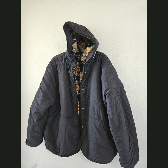 Free People Movement NWT Elevation Reversible Fleece Hooded Jacket Large - Picture 3 of 16